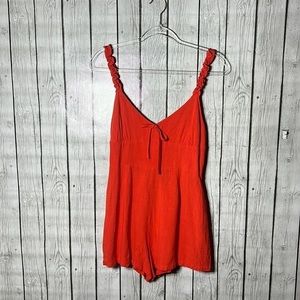 Style Rack red linen blend Romper size Medium